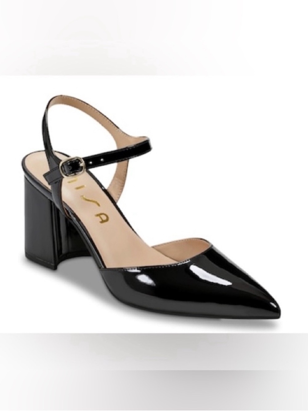 NWT Unisa Emilen Black Patent Pointed Toe Mary Jane Pumps